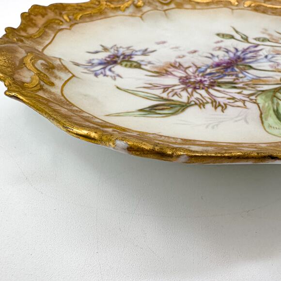 Lanternier Limoges Hand Painted Plate Thistles w AL Anchor Mark Antique 1893 - Picture 10 of 13